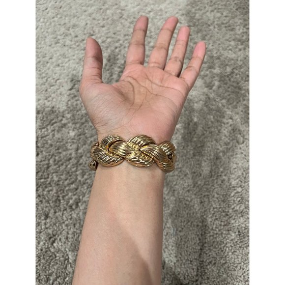 Gold statement bracelet chunky link chain wide cuff large bold metal boho - Picture 6 of 6